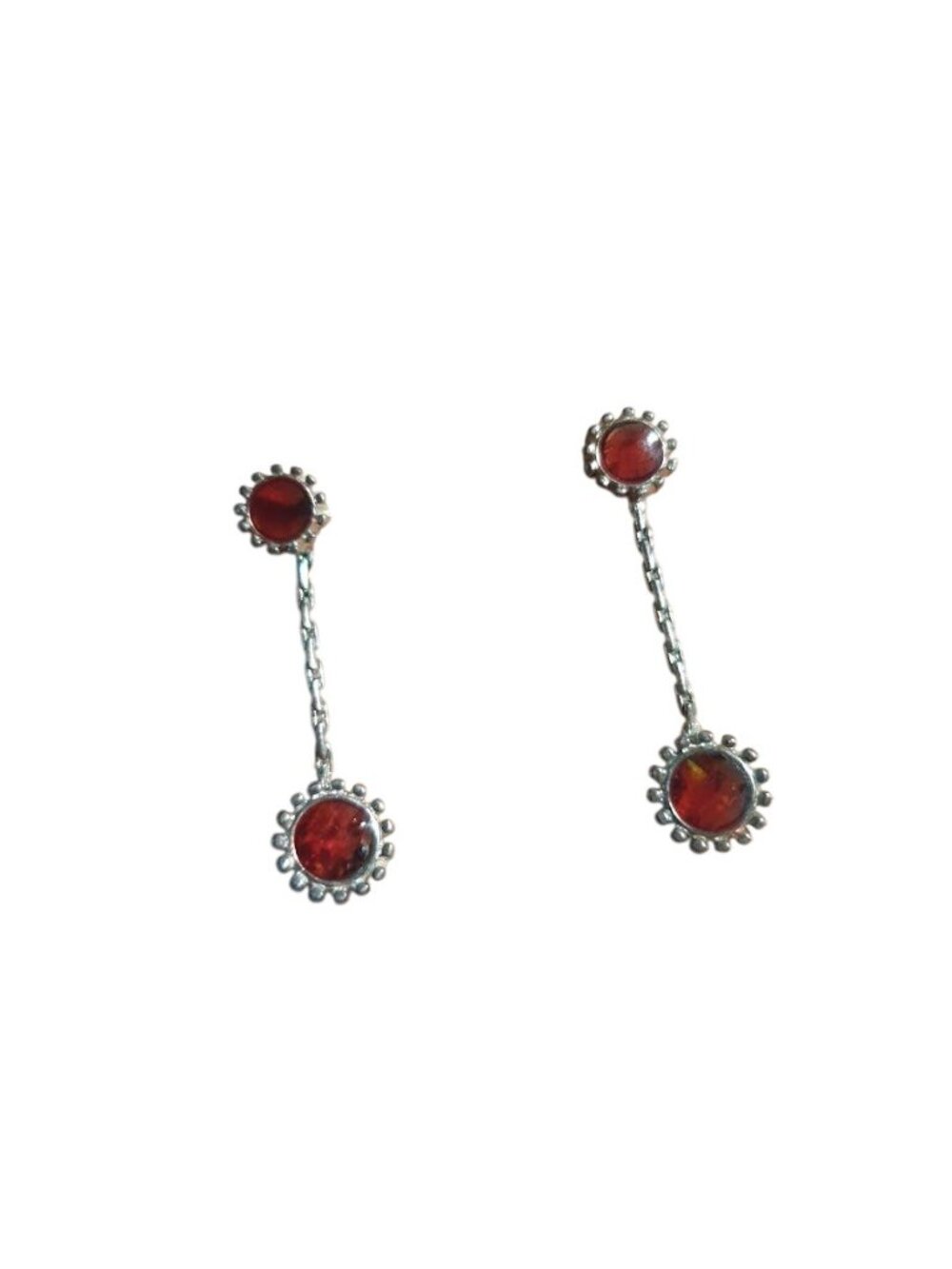 Dangle Earring Round Orange Acrylic Post Backing Vintage Women Jewelry Mom Gift